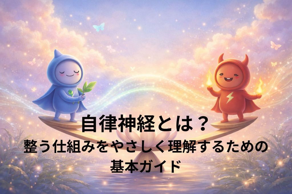 自律神経の交感神経と副交感神経のキャラクターが揺らいでいる様子の画像