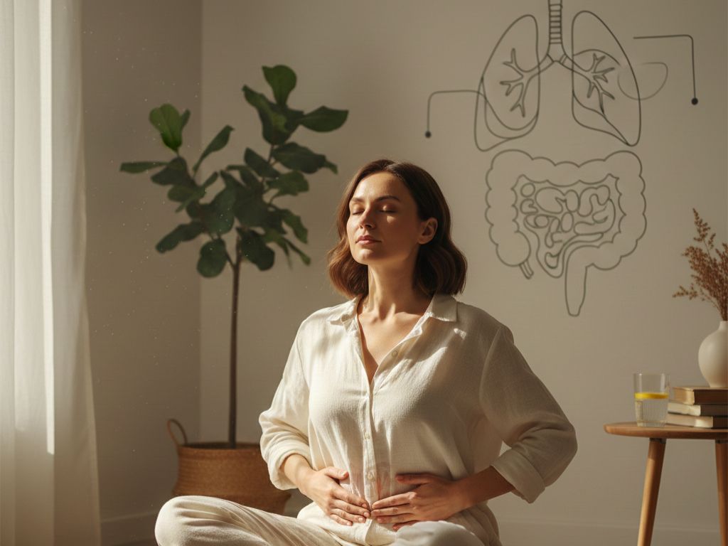 呼吸を意識している女性の画像