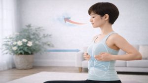 呼吸の練習をする女性