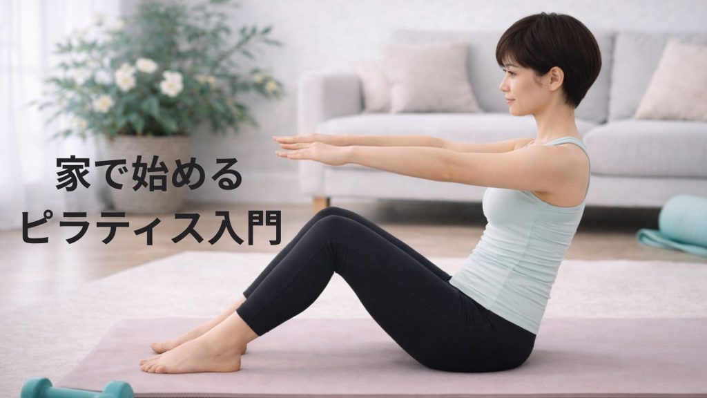 家でピラティスをしている女性