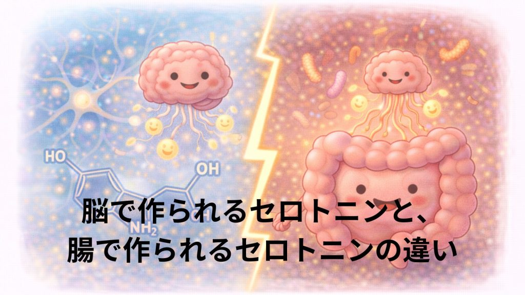 脳と腸のセロトニンの違いを表す画像