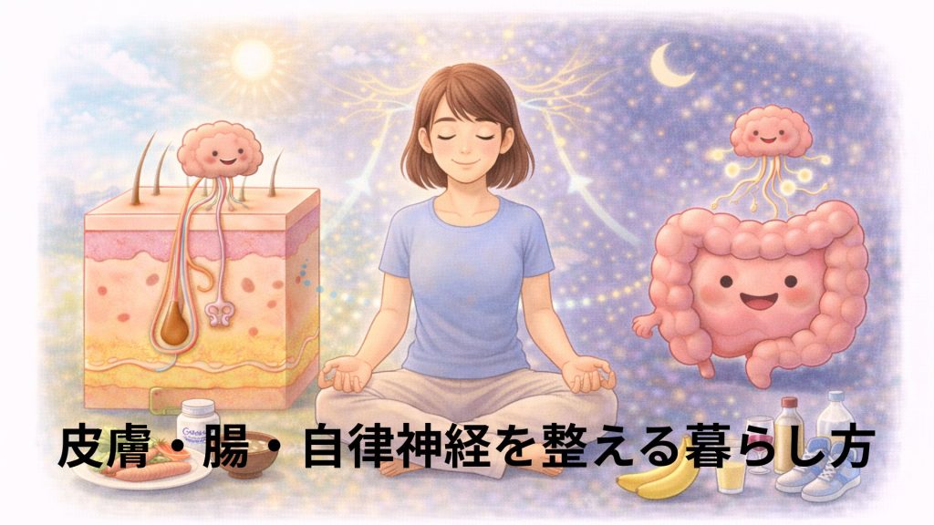 皮膚と腸と自律神経を整える女性のイメージ画像