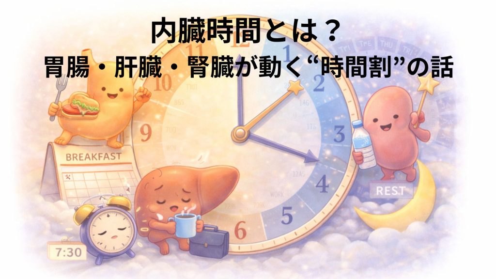 内臓のイメージと時計の画像