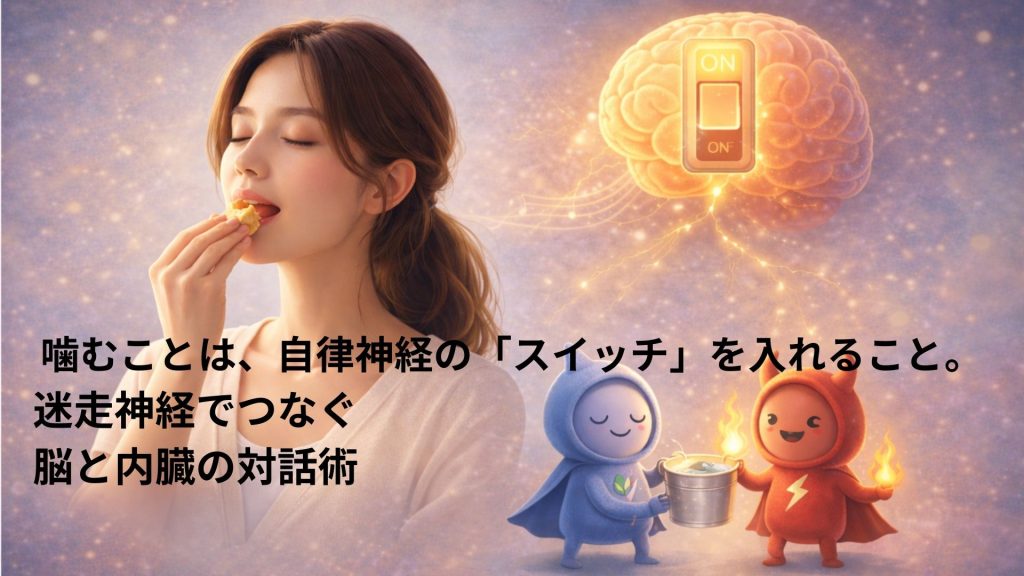 食べものを噛んでいる人と自律神経のスイッチイメージ画像