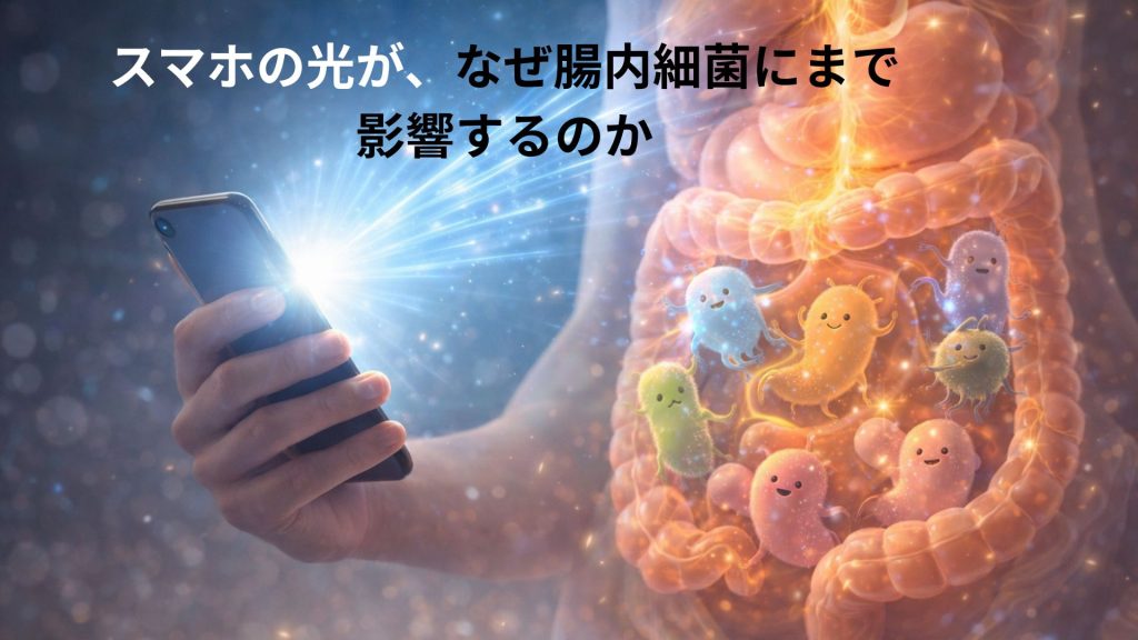 スマホのライトと腸内細菌のイメージ画像