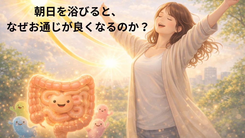 朝日とお通じが調子よい人のイメージ画像