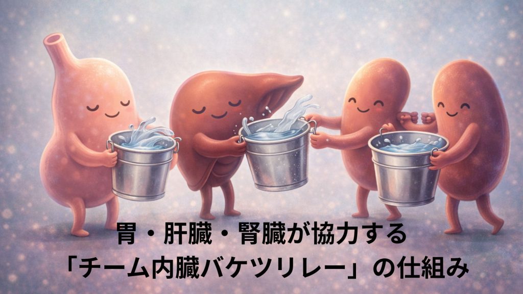 イメージ画像の内臓がバケツリレーをしている画像