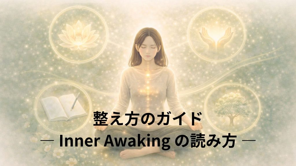 女性が呼吸などを整えている、整え方のガイドイメージ画像