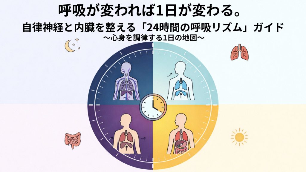 １日の呼吸のリズムを時計と共に表す画像