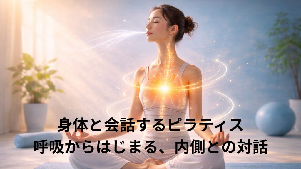 呼吸を意識しながら身体と会話してピラティスをしているイメージ画像